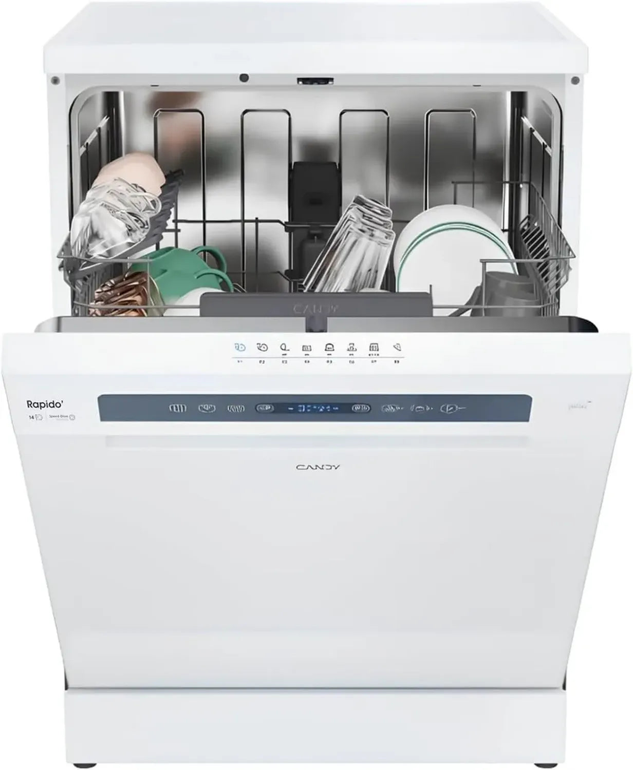 Lave-vaisselle Candy 14 Couverts, Classe C, Libre Installation, Séchage Rapide, Ouverture Auto, Télécommande, Blanc