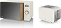 Micro-ondes Numérique 20L Swan Nordic, 800W, 6 Niveaux, Minuterie 30 min & Grille-pain 2 Tranches, Large Fente, 6 Niveaux, Blanc Mat