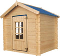 Cabane en Bois pour Enfants avec Toit Bleu - Maison de Jeux Extérieure, 111x113x121 cm