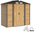 Hangar de Jardin Métallique Outsunny 2,36 m², Abri Extérieur en Acier Galvanisé, Kit de Fondation Inclus, Portes Doubles Verrouillables, 213x120x194cm, Chêne