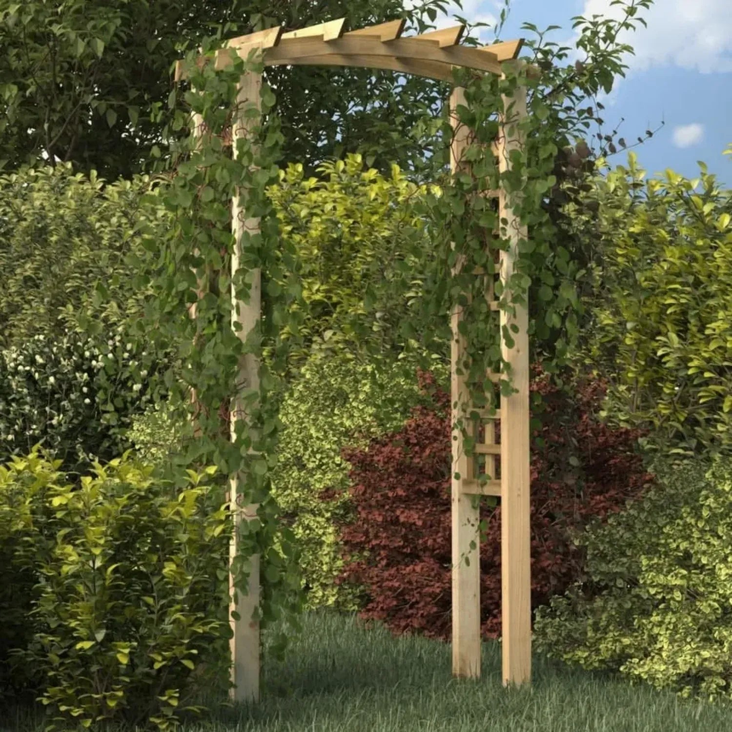 Arche en Treillis en Bois de Pin Imprégné 110x60x210 cm - Structure de Jardin