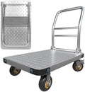 Chariot de Transport Pliable en Acier 454 kg avec Roues Pivotantes, Idéal pour Garage et Courses