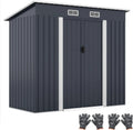 COSTWAY Remise de Jardin en Métal avec Base, Toit Inclinable, Portes Coulissantes, 4 Aérations, 2m², Couleur Anthracite