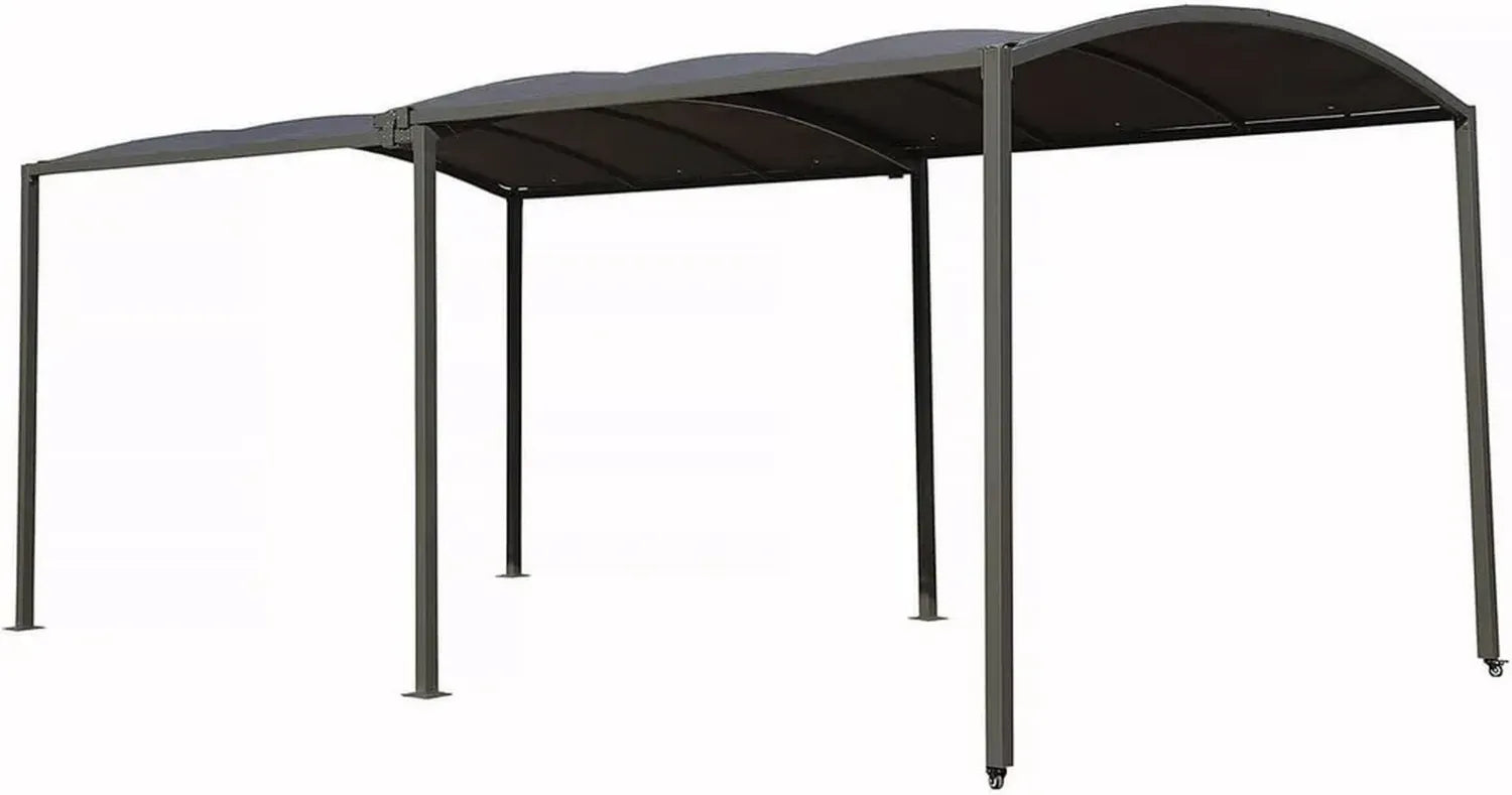 Abri de Voiture Métallique Extensible Mathis - 303/566 x 295 x 240 cm - Couleur Grise