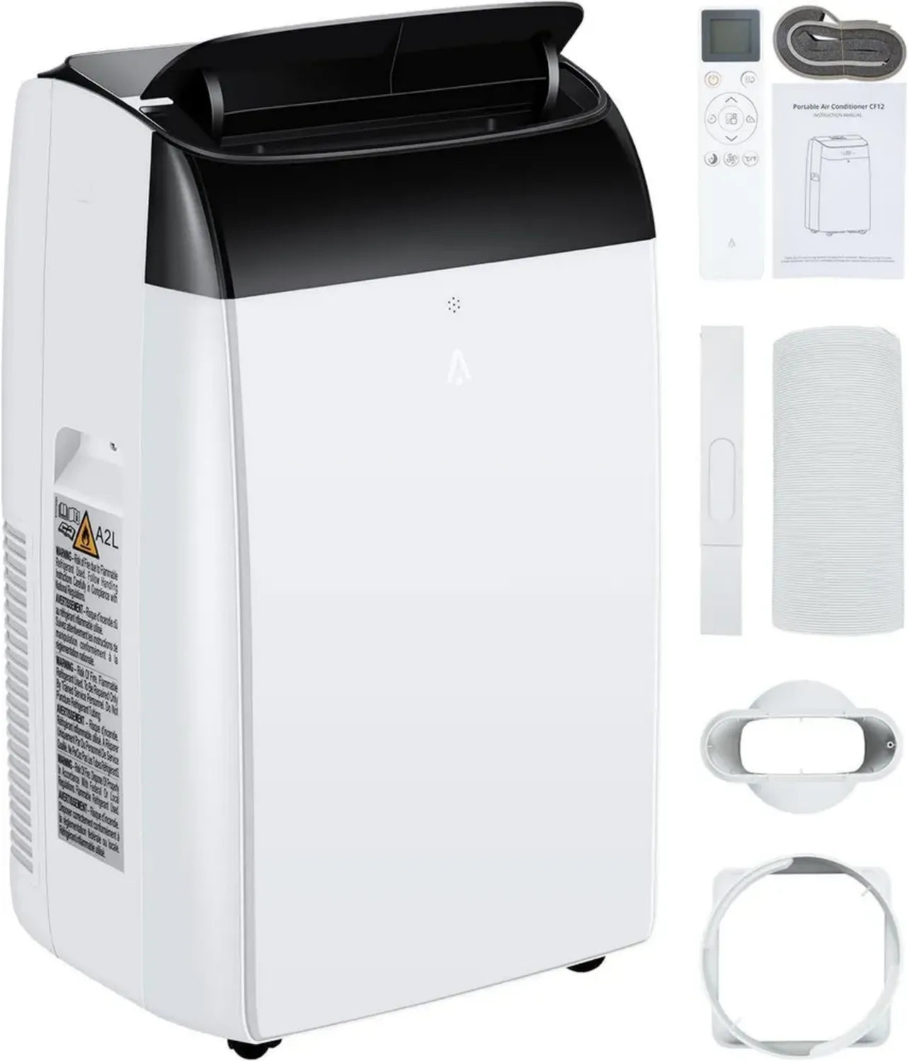 Climatiseur Portable Ultra-Silencieux 12000 BTU, R290 Écologique, 4 en 1: Refroidissement, Déshumidification, Ventilation, Suivi