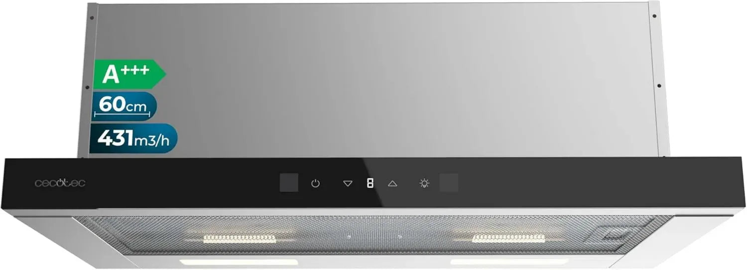 Hotte Aspirante Téléscopique 60cm Cecotec Bolero TLT Glass Noir A+++ avec Moteur DC