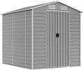 Abri de Jardin en Acier Galvanisé avec Toit Inclinable, Cabane de Rangement Extérieur Gris Clair 191x215x198 cm