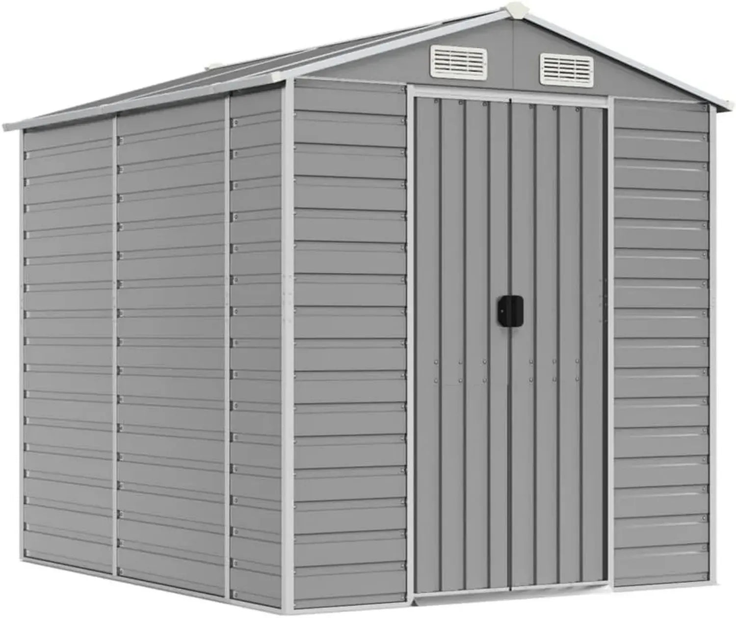 Abri de Jardin en Acier Galvanisé avec Toit Inclinable, Cabane de Rangement Extérieur Gris Clair 191x215x198 cm