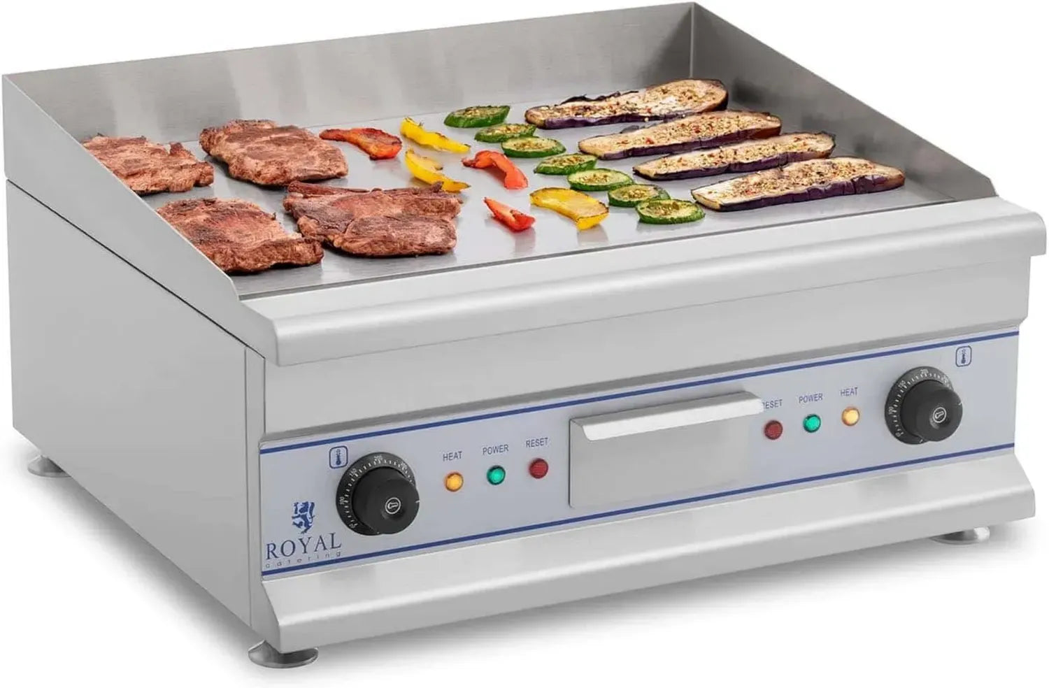 Plaque de Cuisson Électrique 60 cm, 2 x 3200 W, Anti-Éclaboussures, Système d'Écoulement - Royal Catering