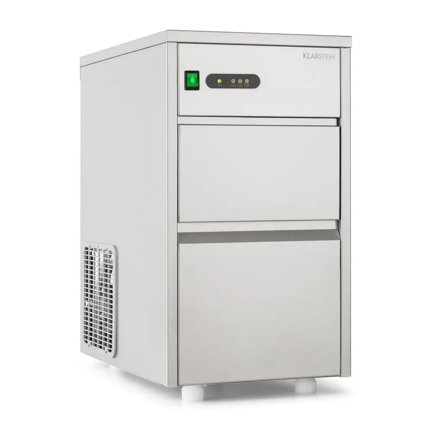 Klarstein Powericer XL Machine à Glaçons Industrielle - 145W, Réservoir 3,5kg, Production 20kg/24h, Compresseur Silencieux, Finition Argentée