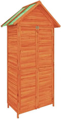 Cabane à Outils Extérieure en Bois de Pin Massif, Remise de Jardin avec Toit Incliné, Rangement pour Terrasse, Marron