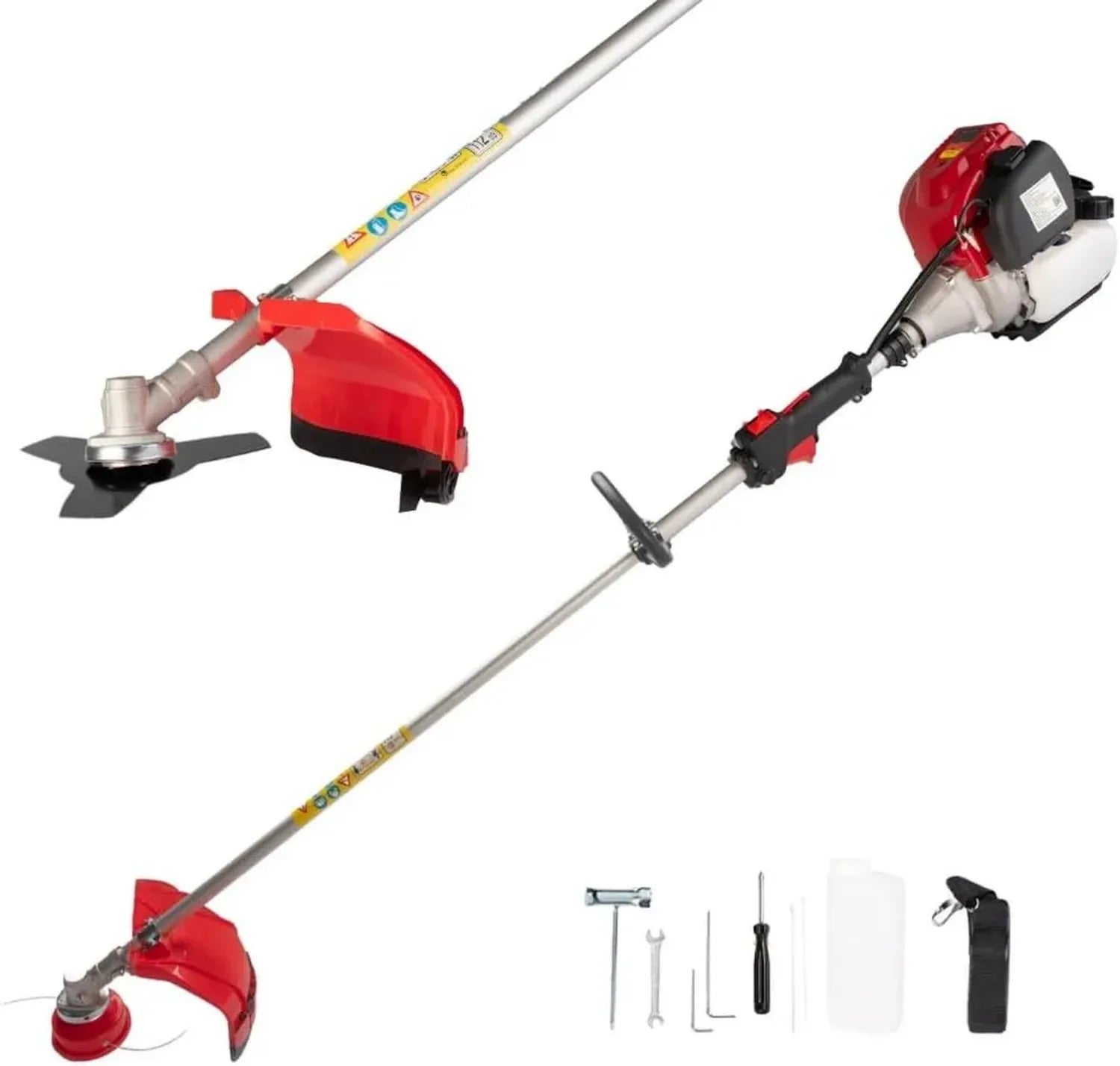 Taille-haie Multifonction Professionnel 4 Temps à Essence 2 en 1 - Fil Double et Disque en Acier