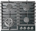 Plaque de cuisson à gaz 4 feux Kaiser, verre noir, encastrable, 3,8 kW