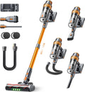 Aspirateur Balai sans Fil 600W, Puissance 50KPA avec Autonomie 65min, Batterie Amovible, Charge Murale, Écran LED, Tuyau Extensible 1m