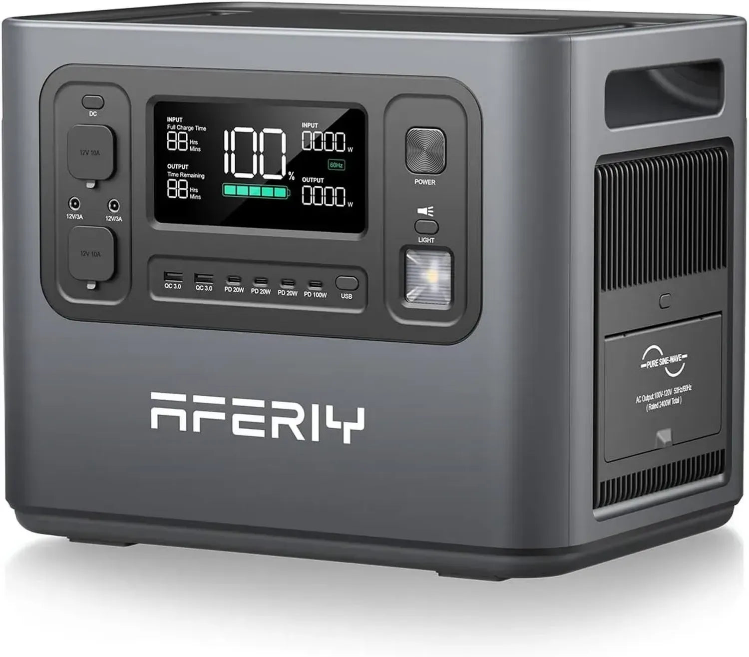 Station d'Énergie Portable 2400W AFERIY, Batterie LiFePO4 2048Wh, Recharge Rapide 1,5H, Prise UE, Mode UPS pour Camping et Maison, Garantie 7 Ans