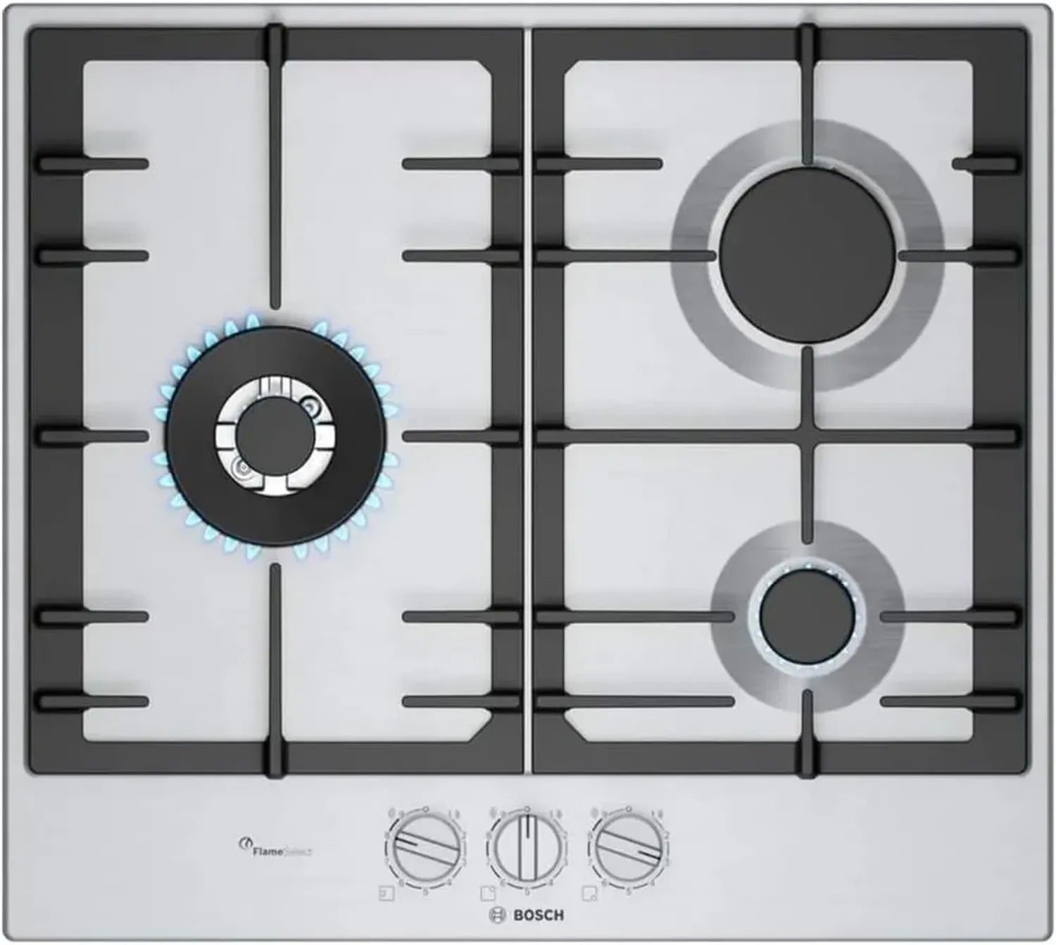 Plaque de Cuisson à Gaz Bosch Série 6, 4 Brûleurs, 60 cm, Acier Inoxydable