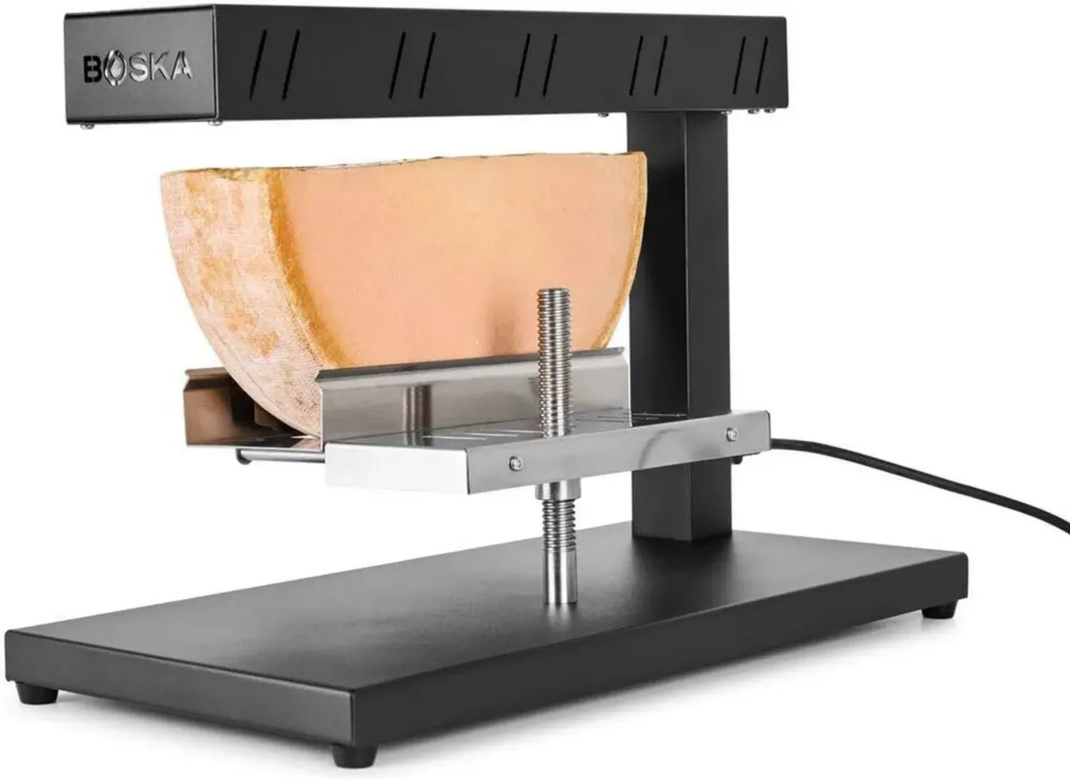 Appareil à Raclette Électrique Boska Demi-Meule – Professionnel avec Mécanisme Rotatif, Câble Long, Lavable en Lave-Vaisselle – Noir