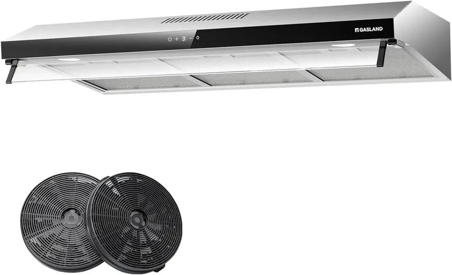 Hotte Design Inox 90 cm avec Double Moteur, 3 Vitesses et Filtre Charbon