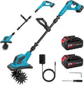 Motobineuse Électrique 21V Sans Fil, 600W avec 2 Batteries 4,0 Ah, 17cm de Largeur, 24cm de Profondeur, 360 Tr/Min pour Jardin