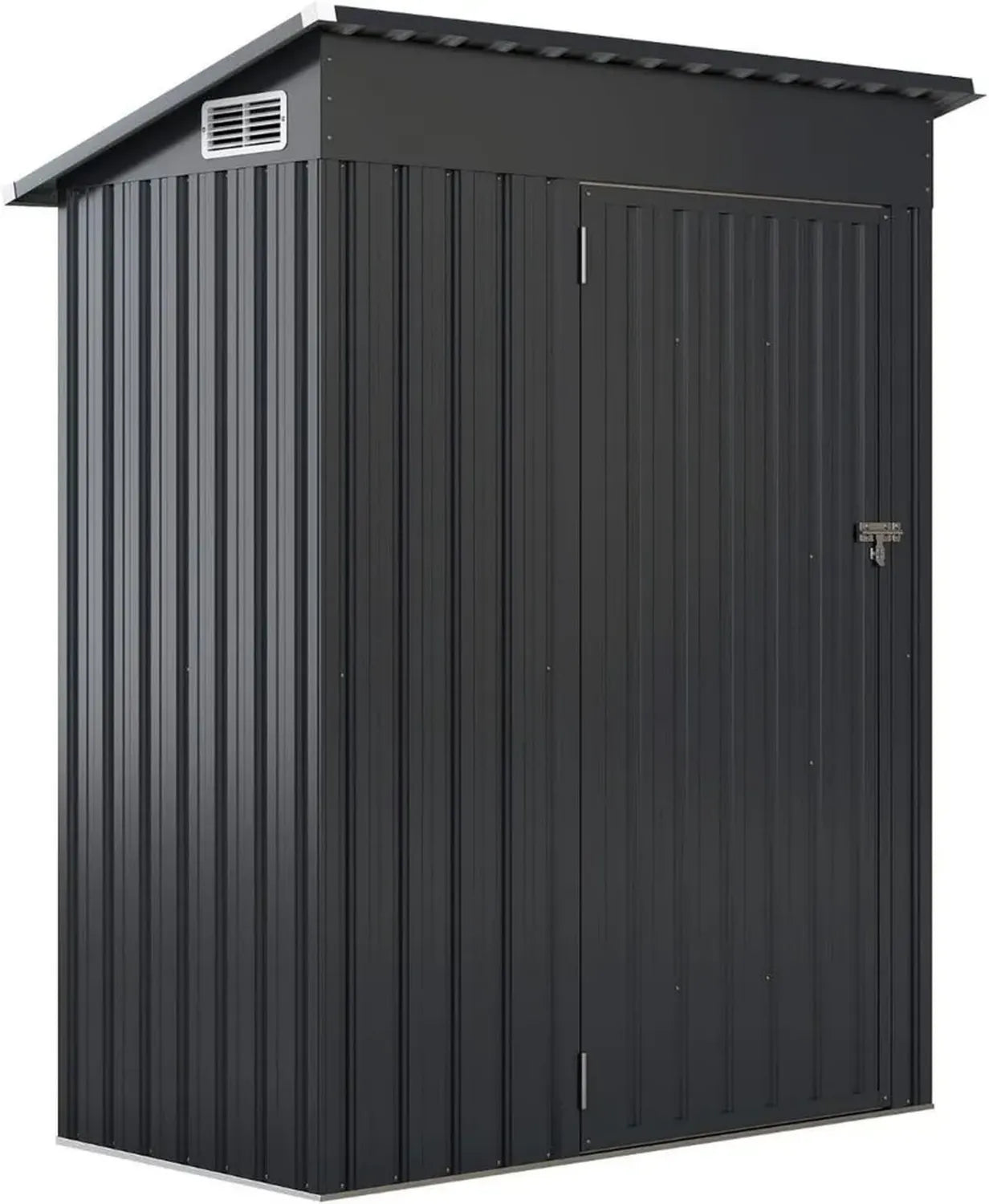 Abri de Jardin Moderne en Acier Galvanisé Gris avec Ventilation, 150 x 90,5 x 185 cm