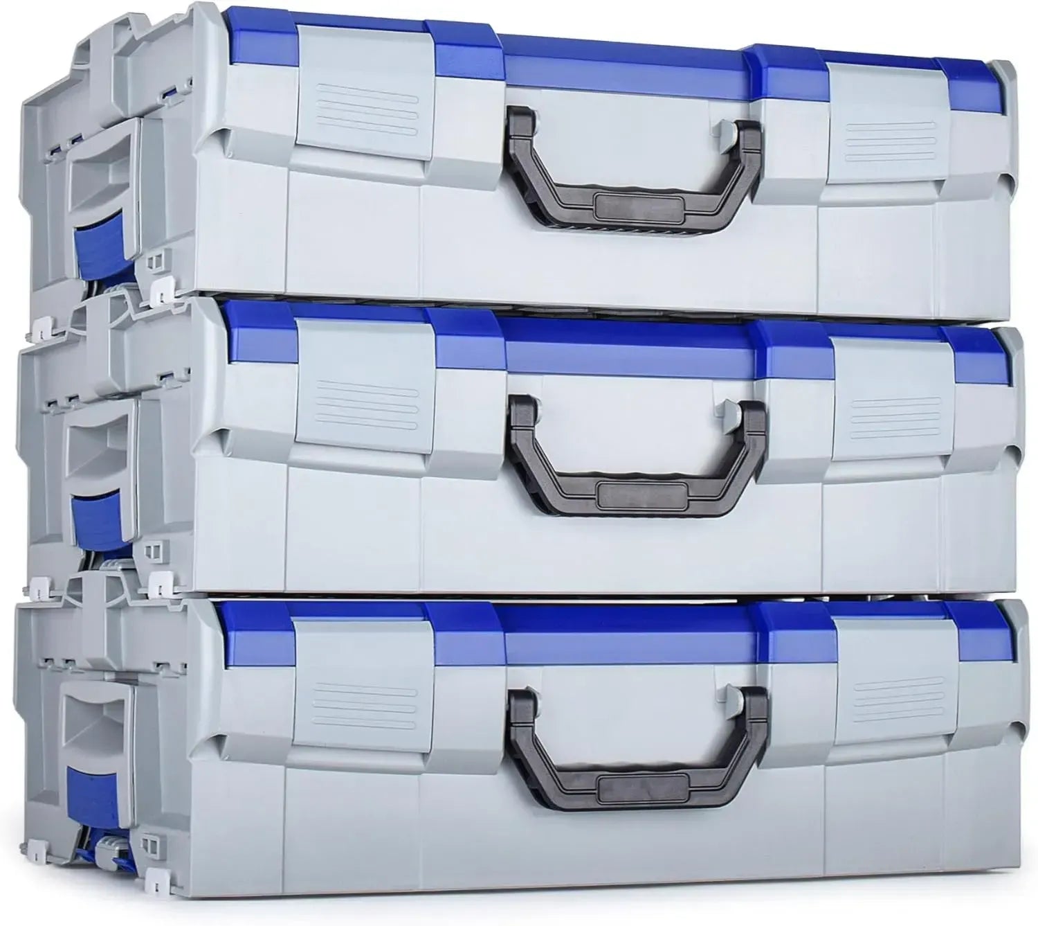 Ensemble 3 Coffrets L-Boxx 136 Empilables pour Outils, Taille 2, Gris/Bleu, Compatibles Bosch