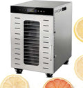 Déshydrateur Alimentaire 1600W avec Système à Double Ventilateur, 20 Plateaux et Roulettes Pivotantes