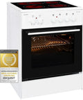 Cuisinière Exquisit 60 cm - Plaque Vitrocéramique 2 Zones - Four à Chaleur Tournante - Blanc