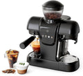 Machine à café expresso 19 bars avec broyeur de grains, cafetière 2-en-1 pour café moulu, cappuccino et latte, mousseur à lait, écran tactile, réservoir amovible (noire)