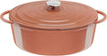Cocotte ovale Tefal 34x26 cm en fonte d'acier, compatible induction et four, revêtement émaillé, durable et écologique, cuisson saine avec recettes incluses, couleur terracotta