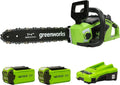 Tronçonneuse Sans Fil Greenworks 40V, Guide 35cm, 2 Batteries Incluses
