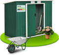 Abri de Jardin Métallique 4m³ avec Toit Incliné et Porte Coulissante - 213x130x173cm - Vert