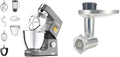 Kenwood Titanium Chef Pâtissier XL, Robot Multitâche 7L, 1400W, Argent avec Hachoir en Aluminium