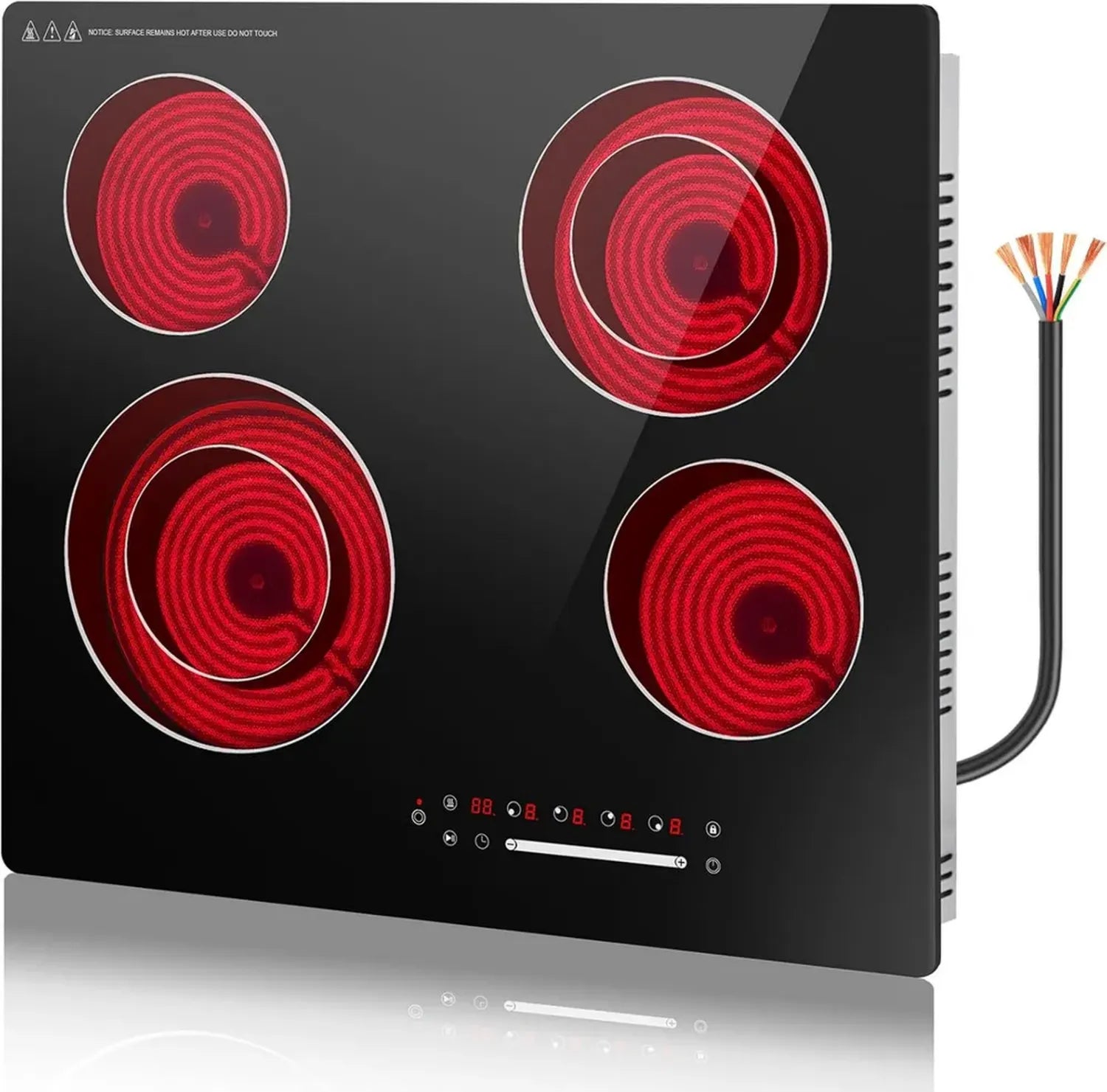 Table de cuisson vitrocéramique 4 zones infrarouges 6700W 230V