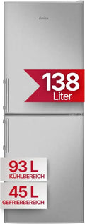 Réfrigérateur Combiné Indépendant Amica 138L - Acier Inoxydable - Dégivrage Automatique & LED