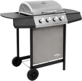 Gril à gaz 4 brûleurs noir et argent pour barbecue extérieur