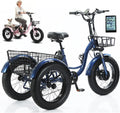 Tricycle Électrique 20'' Fatbike, Batterie 48V 13Ah, Écran LCD, Klaxon, Phare, Panier, Selle Ajustable, Charge 150kg, Autonomie 40 km, Bleu