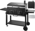 Barbecue au Charbon avec Couvercle Étanche et Tables Latérales, Fumeur Réglable, Jauge de Température, Idéal pour Jardin et Camping