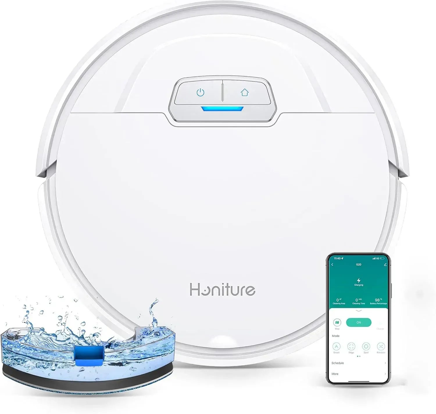 Aspirateur Robot HONITURE G20 3 en 1 pour Animaux, 4000PA, Compatible Alexa/WiFi/APP, Convient Tapis et Sols Durs, Design Mince et Silencieux