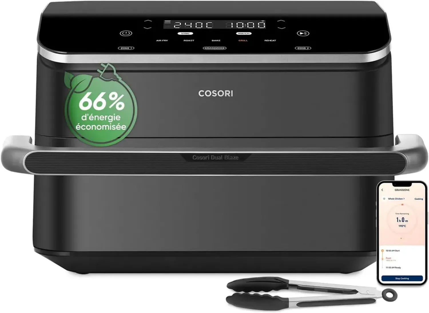 COSORI Friteuse à Air 10L avec Double Résistance, Cuisson Saine Sans Huile, Airfryer Multifonction Dual Zone avec Séparateur Amovible, Grande Capacité, Température Réglable 40-240°C, 70 Recettes Incluses