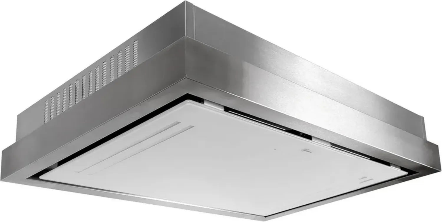 Hotte Encastrable 90cm Blanc en Verre et Inox avec Moteur Puissant 1000m³