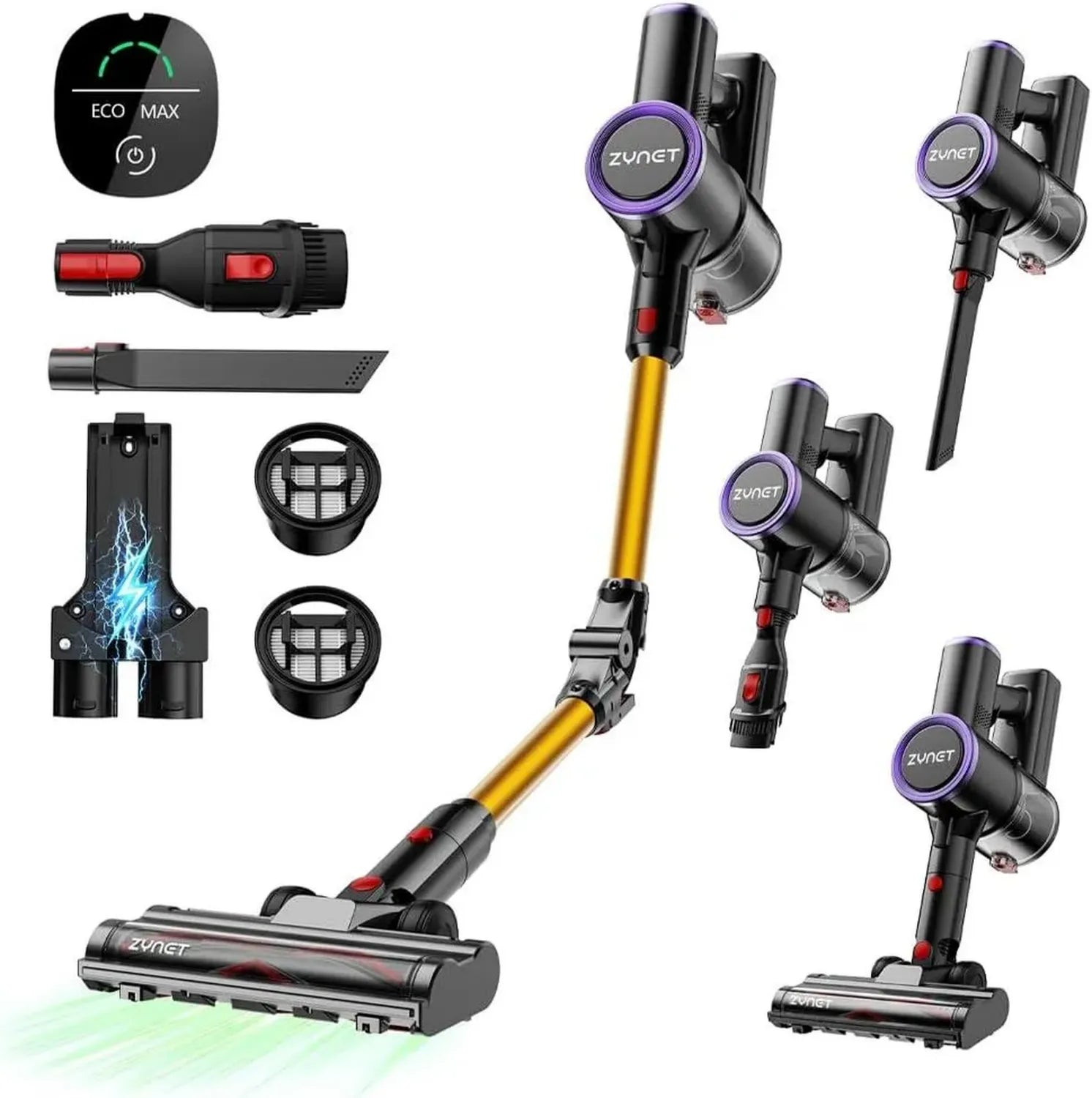 Aspirateur Balai Sans Fil S9, Puissance 500W, Autonomie 45 Min, Tube Pliable, Station de Charge, Idéal pour Poils d'Animaux et Sols Durs