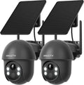 Caméra de Surveillance Solaire 4MP WiFi Extérieure, Double Bande 2.4+5GHz, 360° PTZ, Vision Nocturne en Couleur, Détection PIR, Audio Bidirectionnel, Compatible Alexa/IP65, Lot de 2 (Gris)