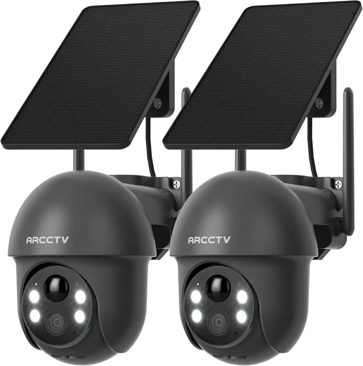 Caméra de Surveillance Solaire 4MP WiFi Extérieure, Double Bande 2.4+5GHz, 360° PTZ, Vision Nocturne en Couleur, Détection PIR, Audio Bidirectionnel, Compatible Alexa/IP65, Lot de 2 (Gris)