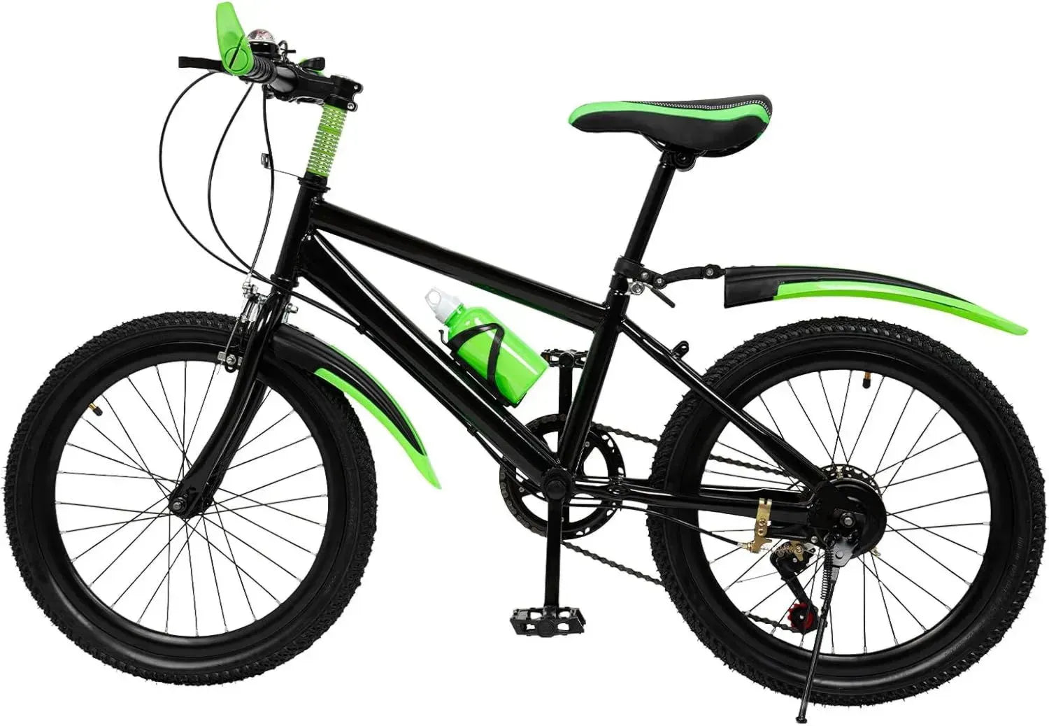 Vélo tout-terrain 20 pouces enfants, 7 vitesses, mixte, avec porte-bouteille et garde-boue