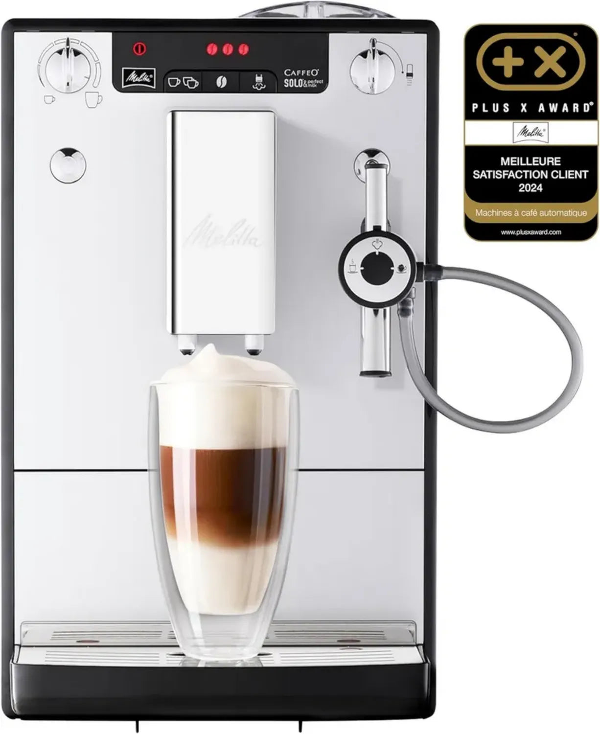 Machine à Café Automatique Melitta Solo Argent - Broyeur à Grains, Cappuccinatore, Écran LED, 1400W