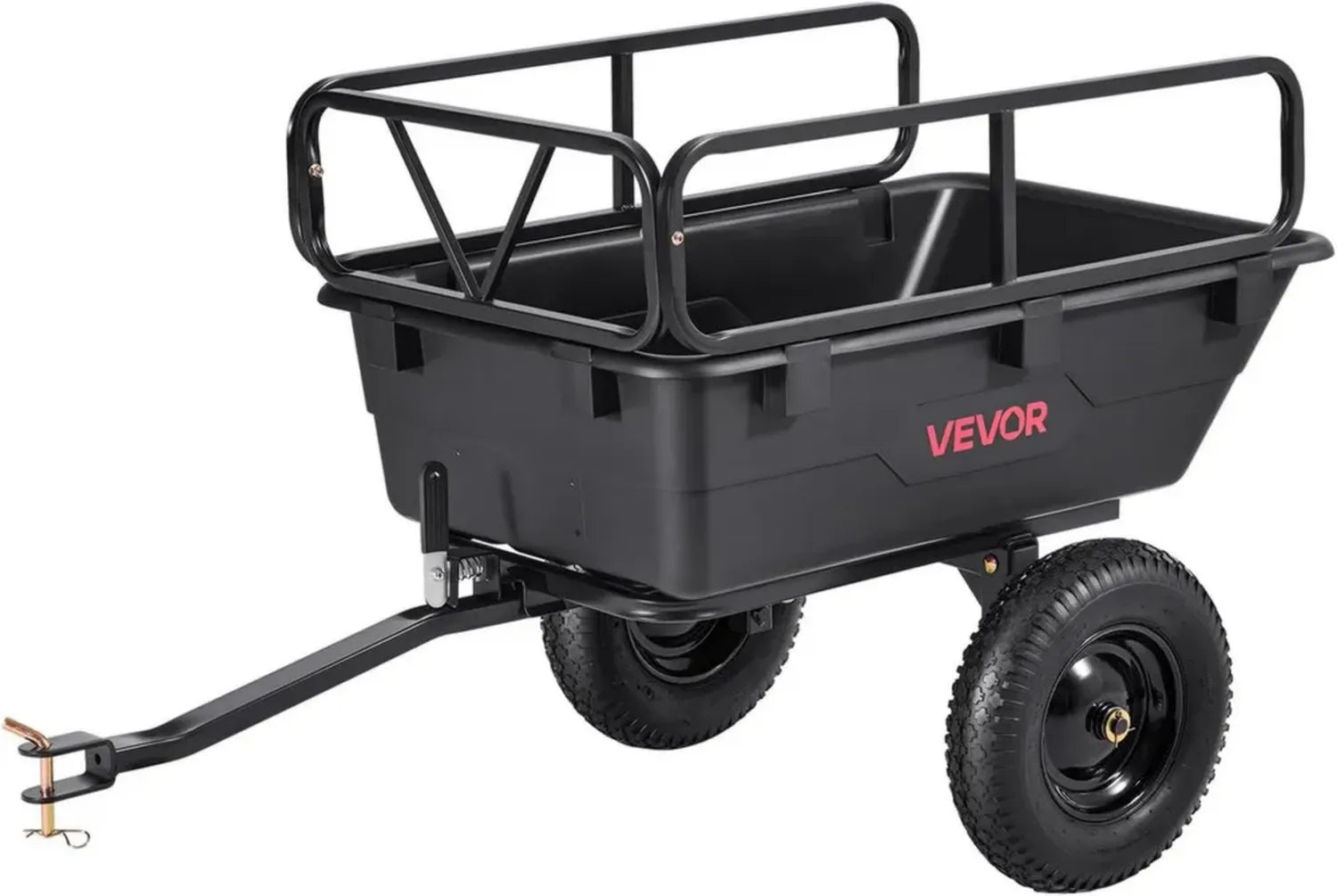 VEVOR Remorque de Jardin Basculante 283 L, Polyéthylène, Charge 227 kg, Pneus 41 cm, Compatible VTT et UTV