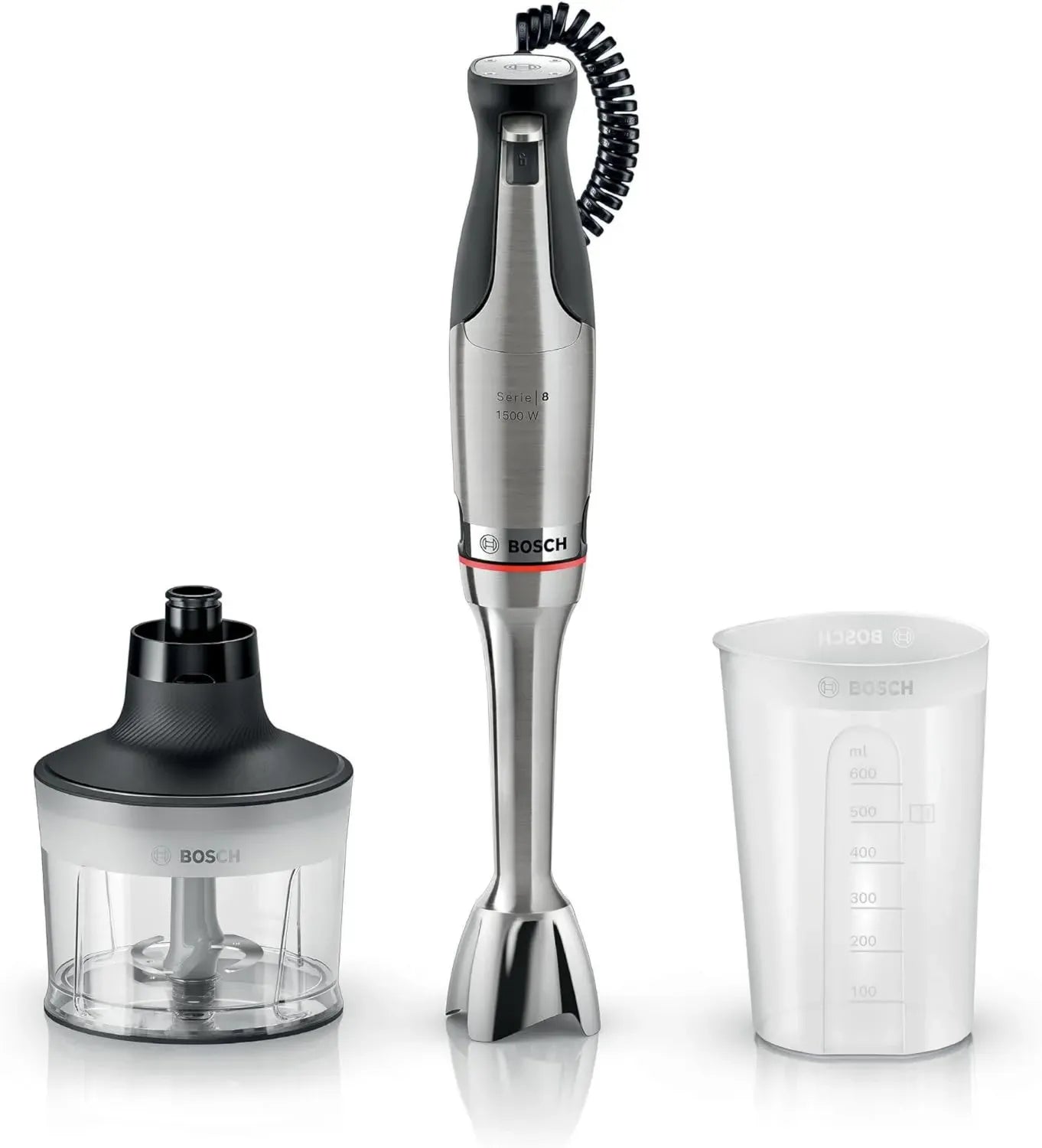 Mixeur Plongeant Bosch ErgoMaster Series 8, 1500W, Vitesse Ajustable, Lames en Acier Inoxydable, Accessoires Inclus