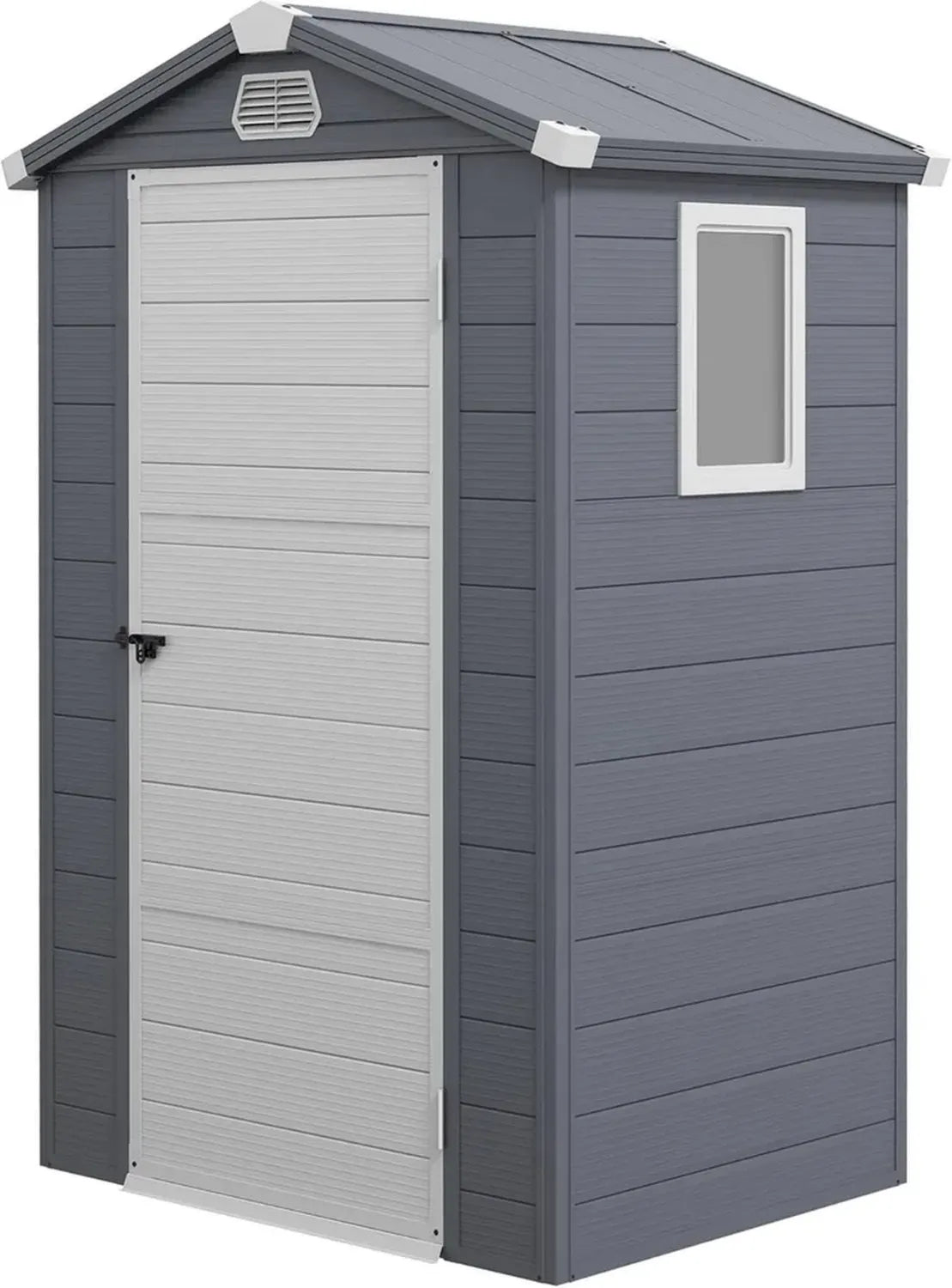 Abri de Jardin Résistant en Plastique avec Fenêtre et Porte Verrouillable - Gris Foncé, 133x102x208 cm