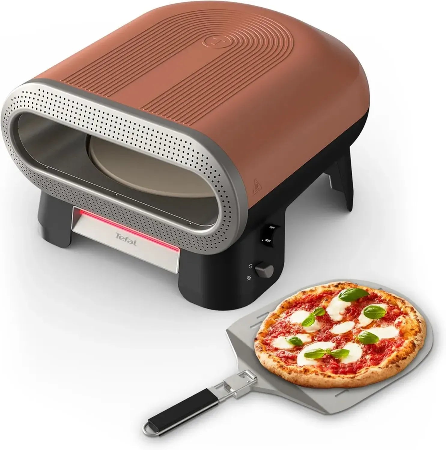 Four à pizza électrique Tefal, pierre rotative, jusqu'à 400°C, multifonction avec pelle incluse