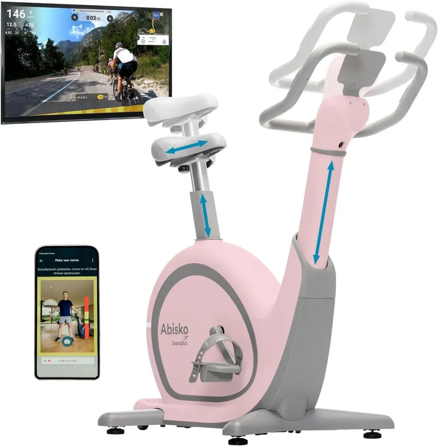 Vélo d'Appartement Skandika Abisko avec 36 Niveaux, Frein EMS, Réglages Automatiques et Connectivité Bluetooth